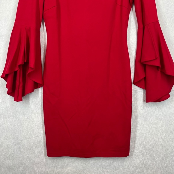 Lulus Women's Bodycon Dress Bell Sleeve Lined Red Size M - Picture 4 of 15